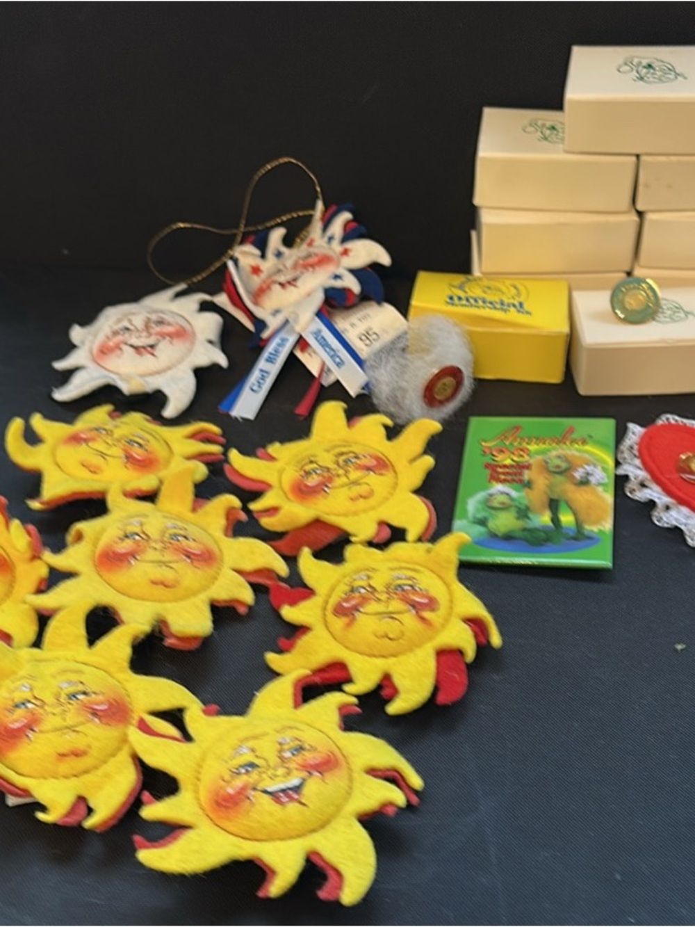 Annalee Yellow Red Felt Sun Ornaments - Set of 8